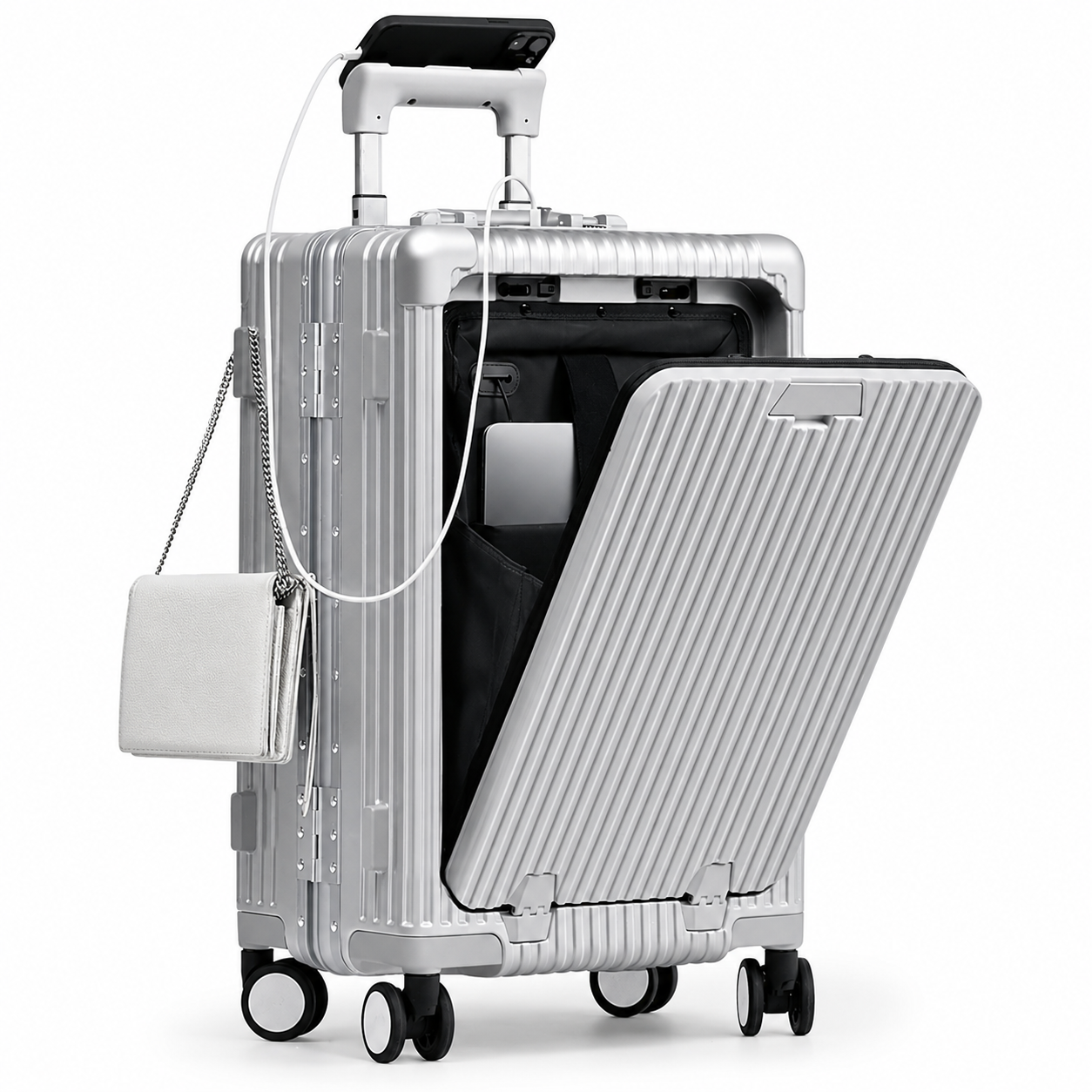 valise cabine argentée